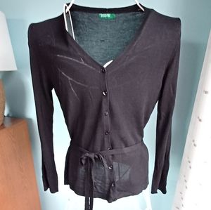 EUC Benetton Black Fine Knit Cardigan Sweater - Women's Size Medium?